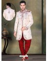 Classy White Brocade Sherwani