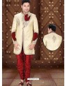 Incredible Cream Brocade Sherwani