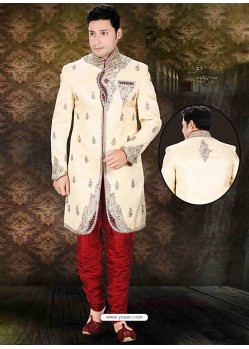 Astonishing Brown Churidar Sherwani