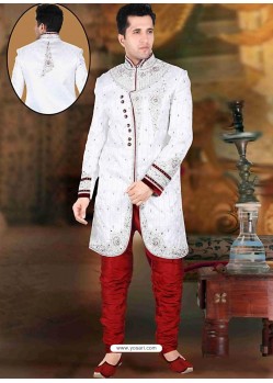 Awesome White Churidar Sherwani