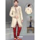 Scintillating Beige Brocade Sherwani