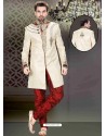 Charming Beige Brocade Sherwani