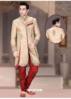 Flattering Brown Churidar Sherwani