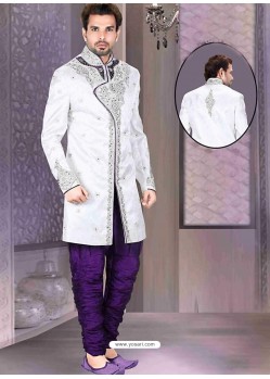 Perfect Brocade White Sherwani