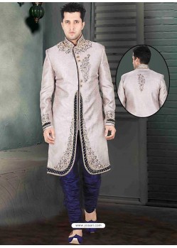 Groovy Brocade Silver Sherwani