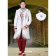 Glossy White Brocade Sherwani