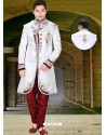 Glossy White Brocade Sherwani