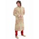 Scintillating Beige Brocade Sherwani For Groom