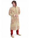 Scintillating Beige Brocade Sherwani For Groom