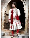 Charming White Brocade Sherwani For Groom