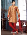 Scintillating Brown Ghicha Silk Sherwani