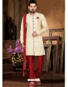 Astonishing Cream Jacquard Sherwani