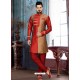 Awesome Red Silk Sherwani