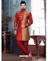 Awesome Red Silk Sherwani