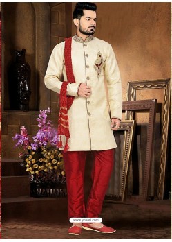 Incredible Cream Jacquard Sherwani