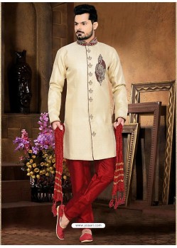 Desiring Cream Party Wear Sherwani