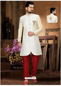 Mens Shantoon Cream Sherwani