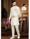 Mens White Art Silk Sherwani