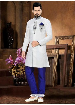 Incredible White Jacquard Sherwani