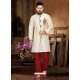 Men's Art Silk Cream Sherwani