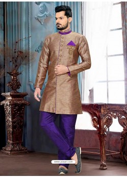 Royalist Brown Ghicha Silk Sherwani