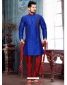 Glossy Blue Art Silk Sherwani