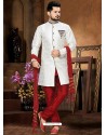 Glowing White Jacquard Sherwani