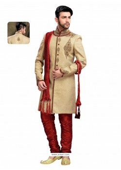 Flattering Brown Churidar Sherwani