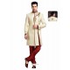 Charming Cream Jute Silk Sherwani