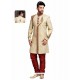 Stunning Beige Jute Silk Sherwani