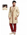 Stunning Beige Jute Silk Sherwani