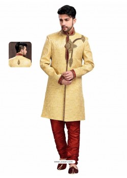 Glamorous Cream Brocade Sherwani