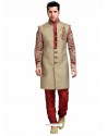 Demure Brown Jute Silk Sherwani