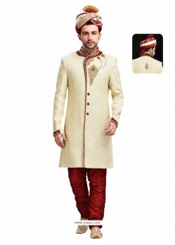 Traditional Cream Wedding Sherwani