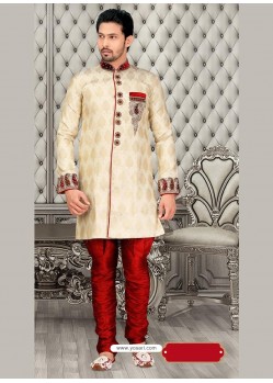 Incredible Cream Jacquard Sherwani