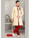 Scintillating Cream Jacquard Sherwani