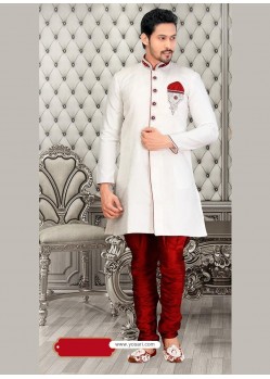 Flattering White Churidar Sherwani