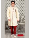 Sizzling Cream Jacquard Sherwani