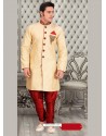 Charming Cream Dupion Raw Silk Sherwani