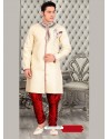 Stunning Cream Jaquard Sherwani