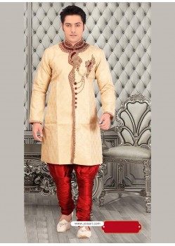 Sizzling Beige Party Wear Sherwani