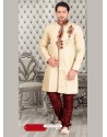 Groovy Cream Jute Silk Sherwani