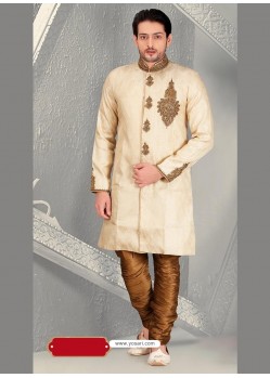 Demure Cream Churidar Sherwani