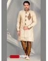 Demure Cream Churidar Sherwani