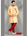 Everlasting Cream Dupion Raw Silk Sherwani