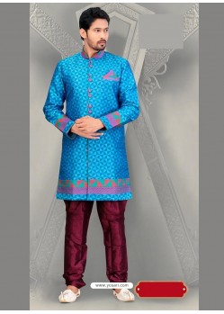 Incredible Blue Churidar Sherwani