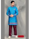 Incredible Blue Churidar Sherwani