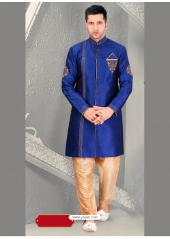 Scintillating Blue Party Wear Sherwani