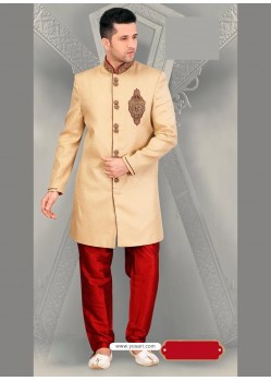 Festive Beige Jacquard Sherwani