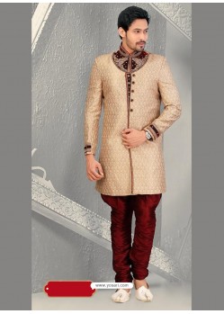 Awesome Beige Wedding Sherwani